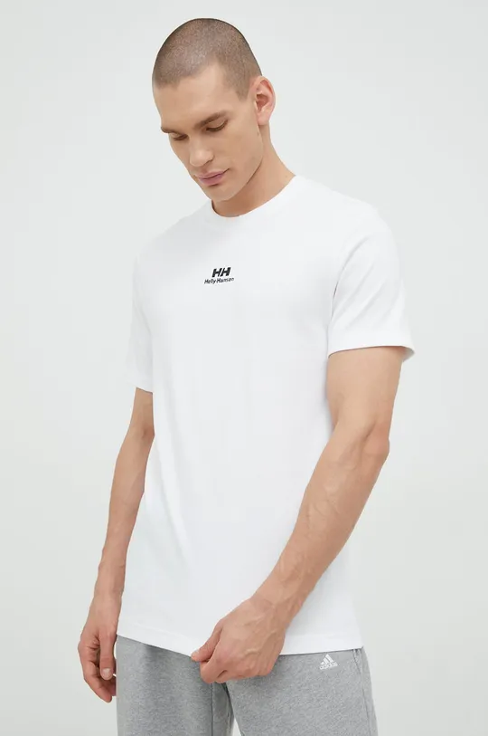 biały Helly Hansen t-shirt bawełniany YU PATCH T-SHIRT Męski