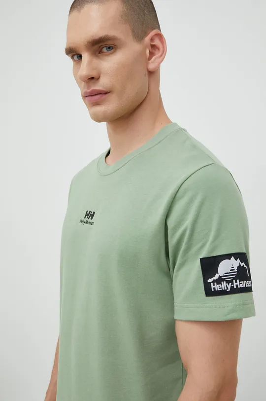 zielony Helly Hansen t-shirt bawełniany YU PATCH T-SHIRT