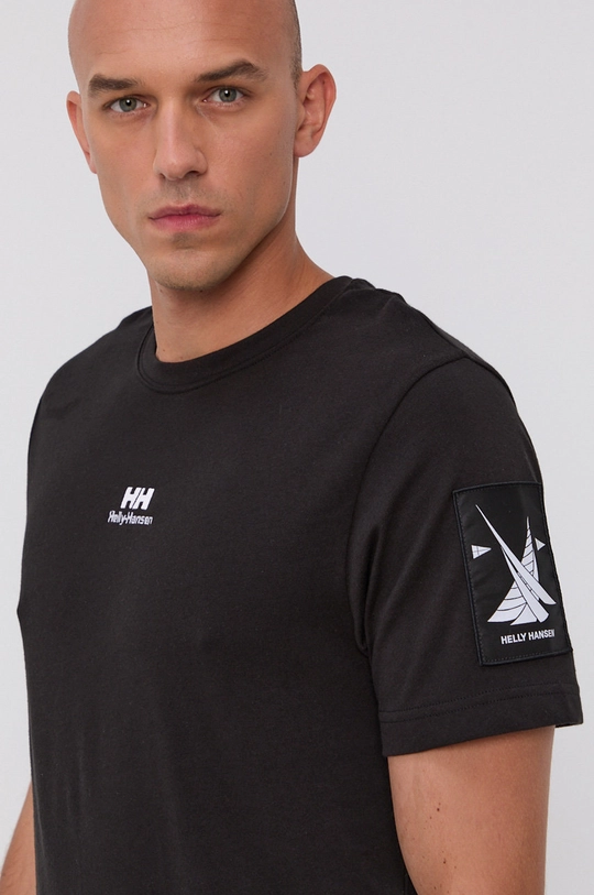 negru Helly Hansen tricou din bumbac YU PATCH T-SHIRT De bărbați