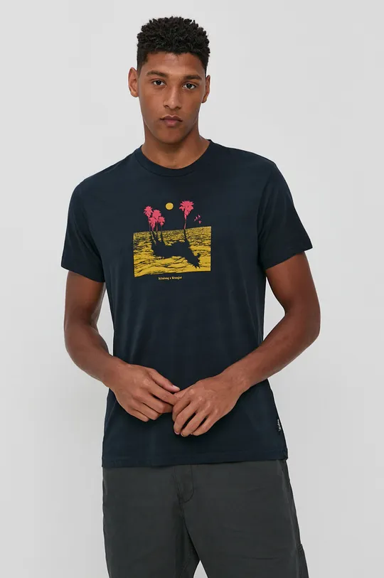 granatowy Billabong T-shirt bawełniany x Wrangler Męski