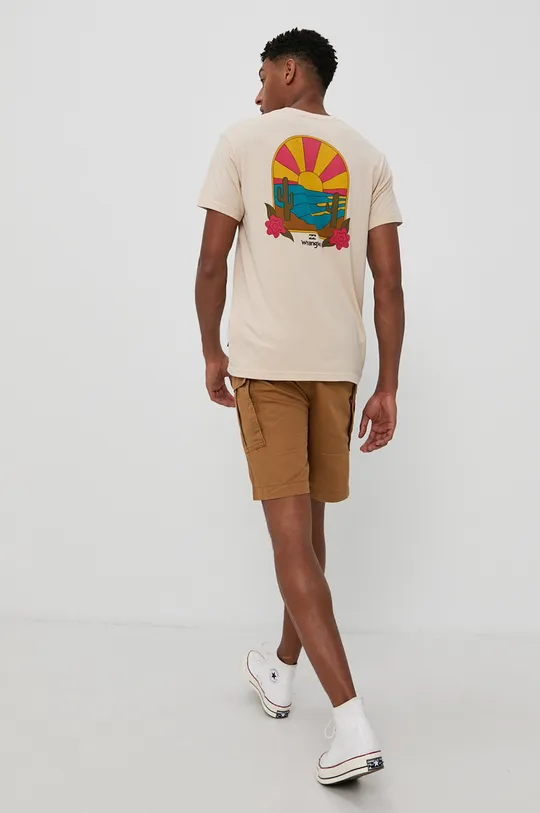 beżowy Billabong T-shirt bawełniany x Wrangler Męski