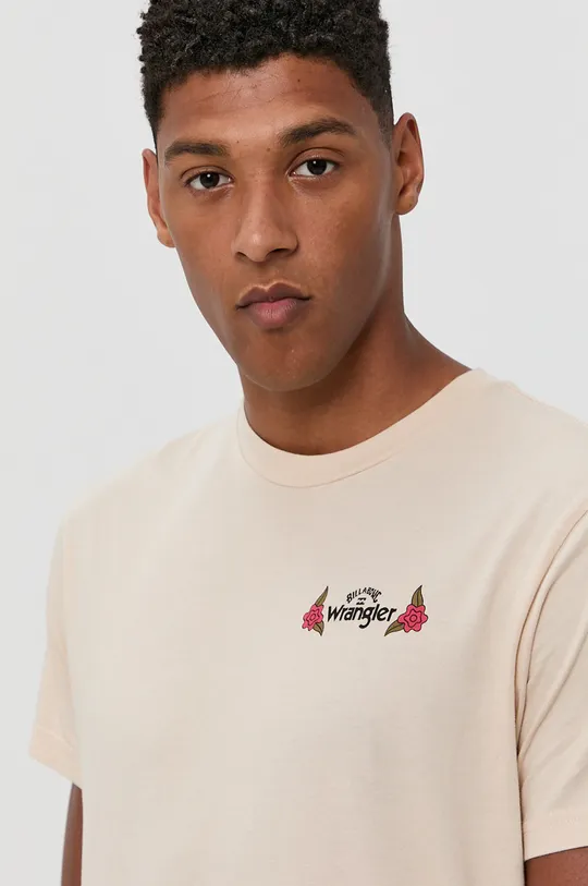 beżowy Billabong T-shirt bawełniany x Wrangler