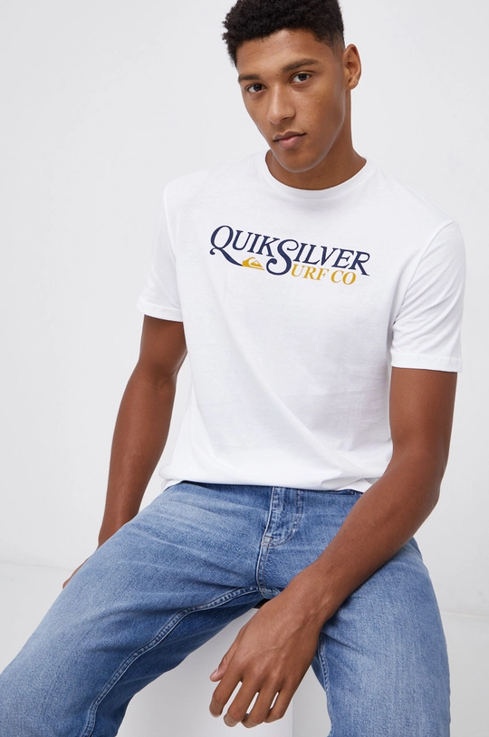 biały Quiksilver T-shirt bawełniany Męski