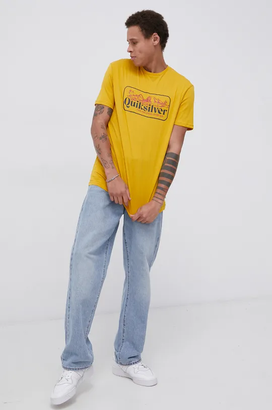 żółty Quiksilver T-shirt bawełniany Męski