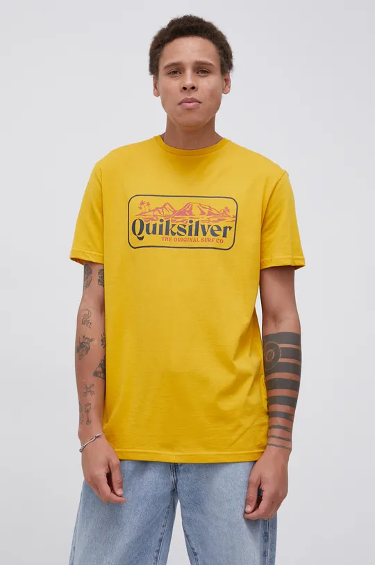 Bavlnené tričko Quiksilver žltá