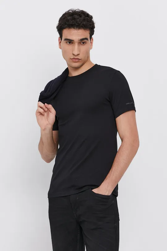 czarny Karl Lagerfeld T-shirt bawełniany (2-pack) 215M2199 Męski