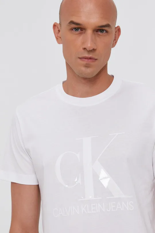 biały Calvin Klein Jeans T-shirt bawełniany J30J317508.4890 Męski
