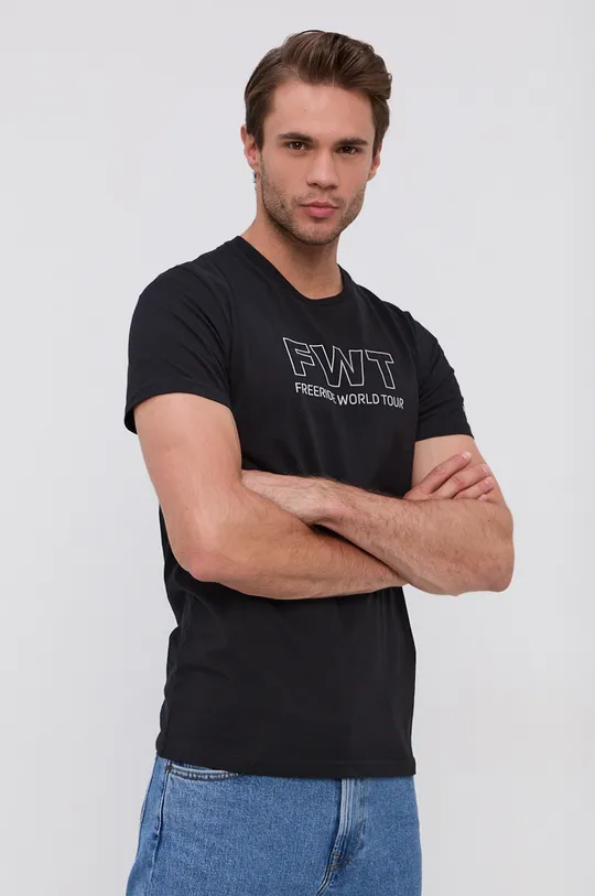czarny Peak Performance T-shirt bawełniany Męski