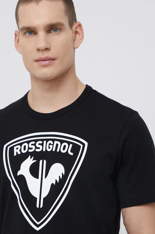 чёрный Хлопковая футболка Rossignol Мужской