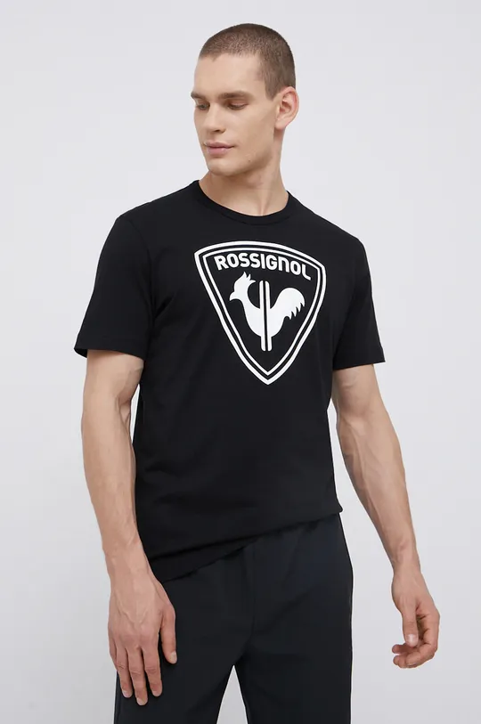 czarny Rossignol t-shirt bawełniany