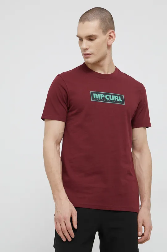 bordowy Rip Curl T-shirt bawełniany Męski