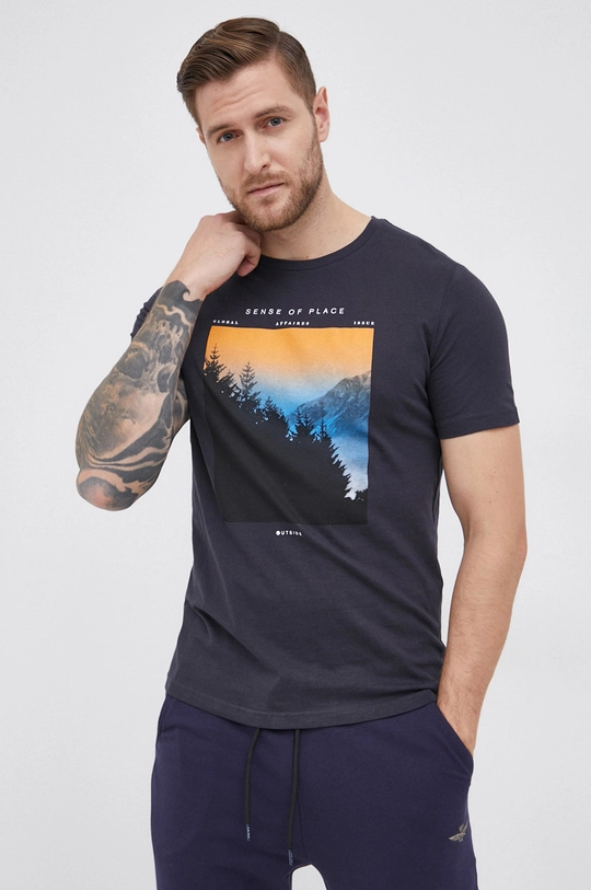 granatowy S.Oliver T-shirt bawełniany Męski