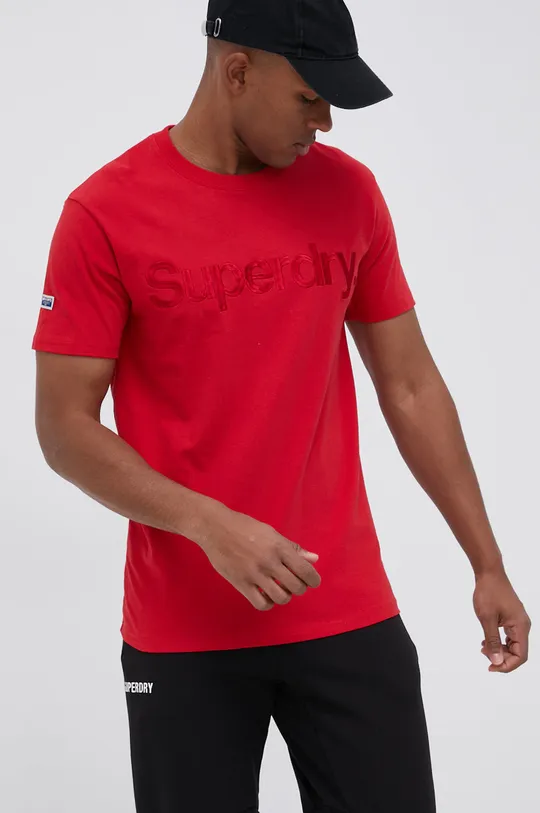 czerwony Superdry T-shirt bawełniany Męski