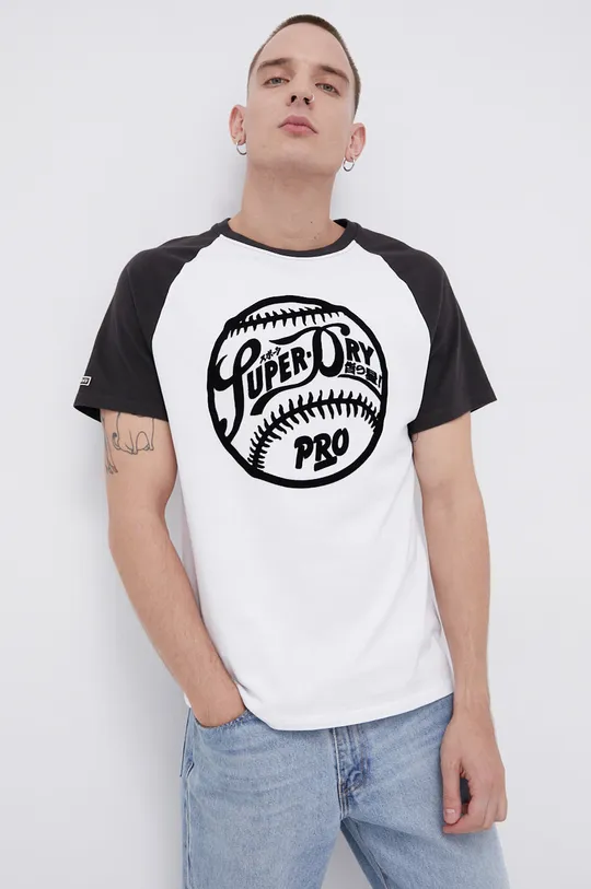 biały Superdry T-shirt bawełniany Męski