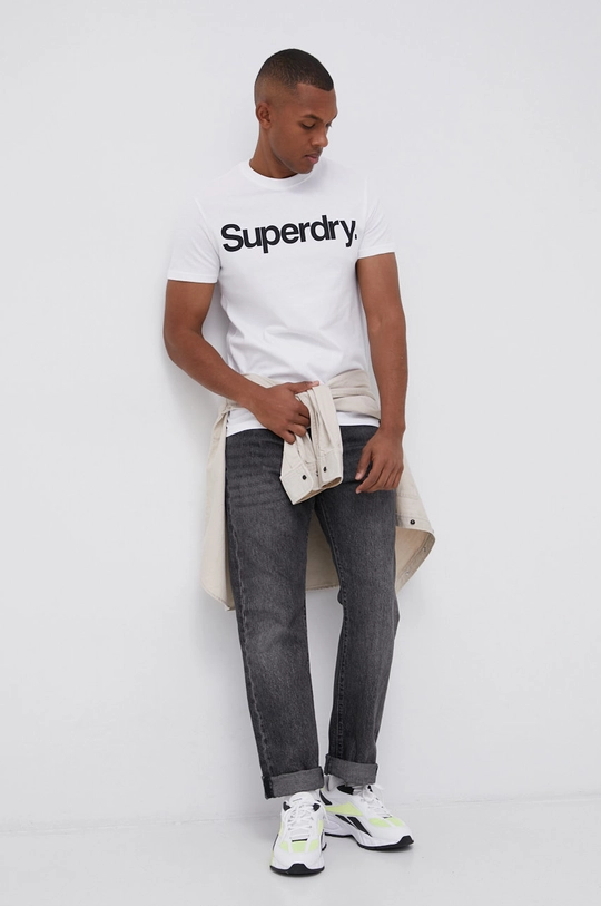 biały Superdry T-shirt bawełniany Męski