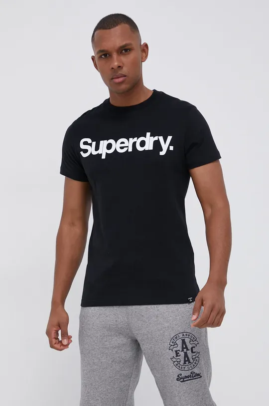 Bombažen t-shirt Superdry črna