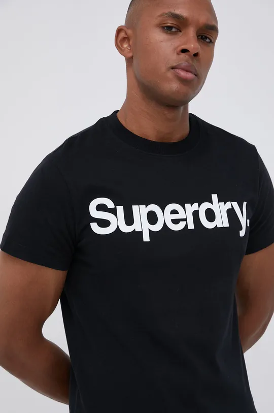 črna Bombažen t-shirt Superdry
