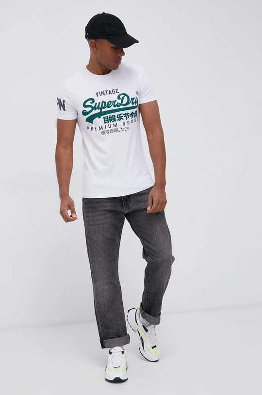 Superdry T-shirt bawełniany biały