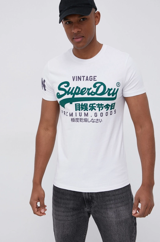 biały Superdry T-shirt bawełniany