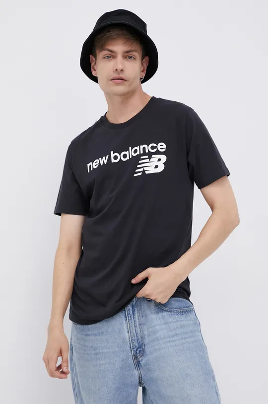czarny New Balance t-shirt Męski