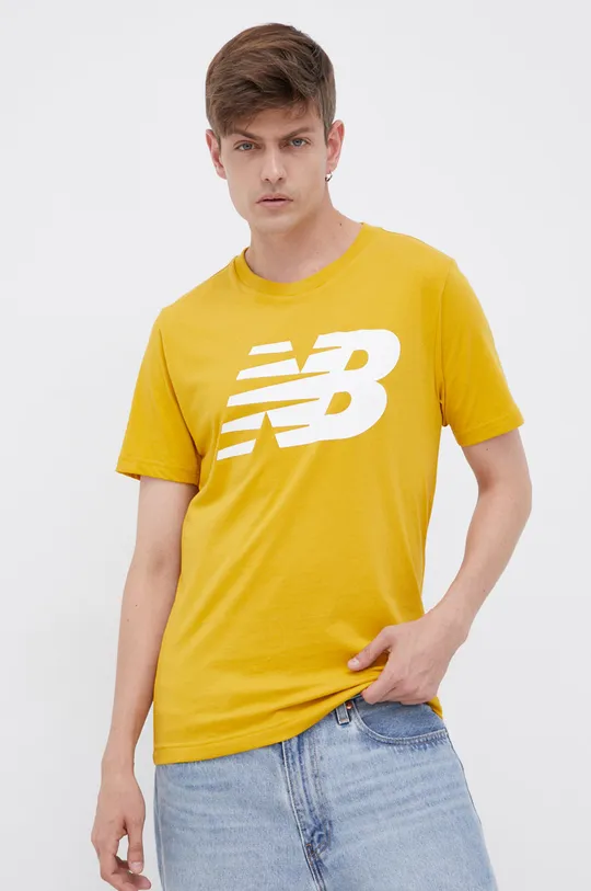 żółty New Balance T-shirt bawełniany MT03919VGL Męski