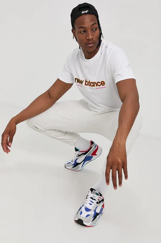 biały New Balance T-shirt bawełniany MT13500WT Męski