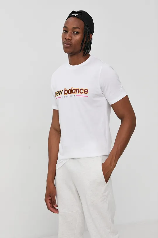 New Balance T-shirt bawełniany MT13500WT biały