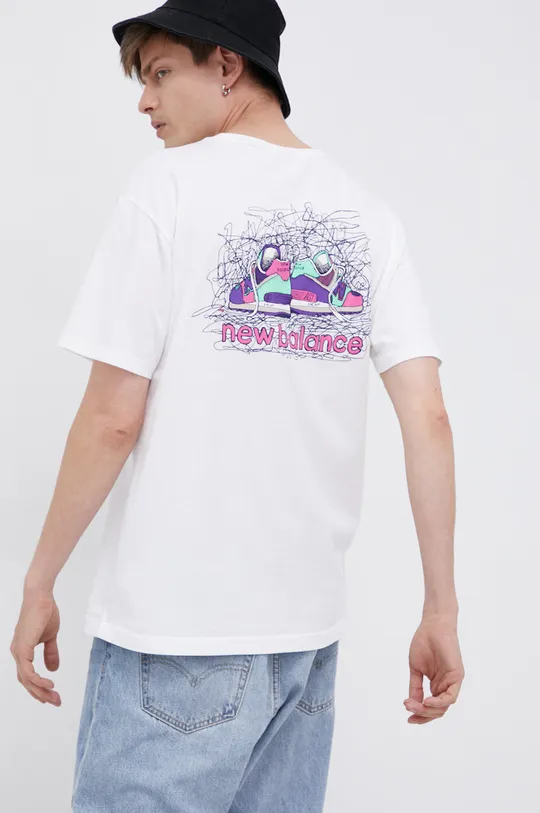 biały New Balance T-shirt bawełniany MT13566WT Męski