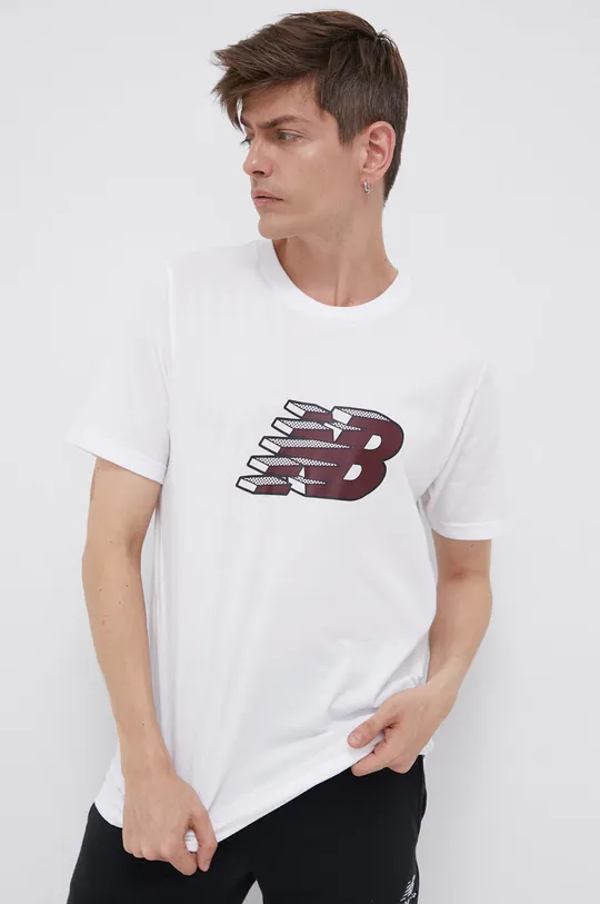 biały New Balance T-shirt MT13904WT Męski
