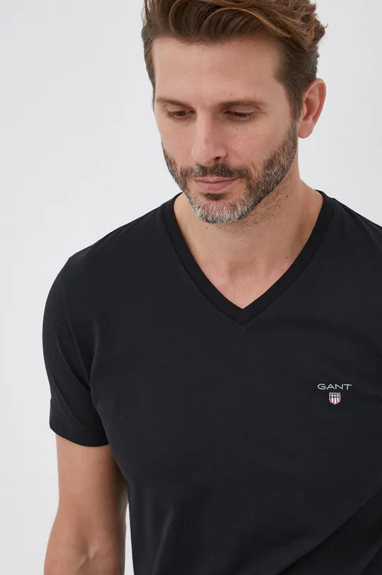 czarny Gant T-shirt bawełniany 234104