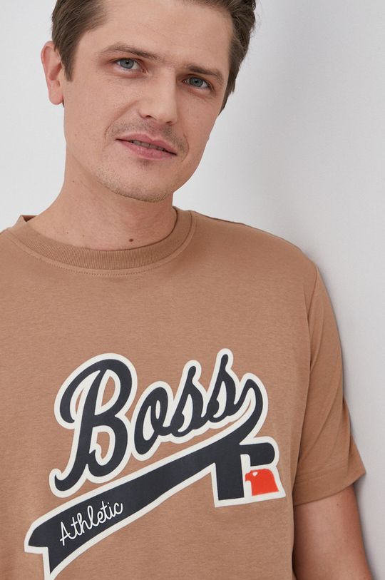 beżowy Boss T-shirt bawełniany Męski