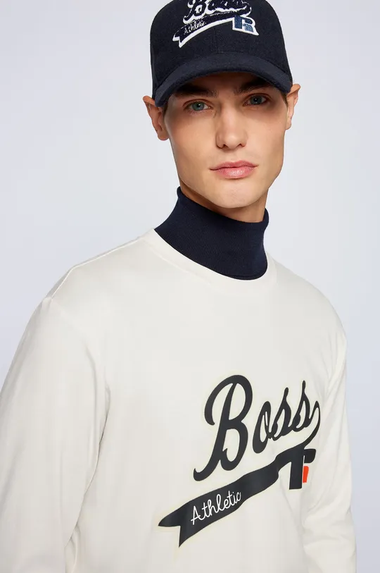 μπεζ Βαμβακερό πουκάμισο με μακριά μανίκια Boss BOSS X RUSSELL ATHLETIC