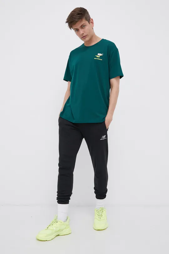 New Balance T-shirt bawełniany MT13573NWG zielony