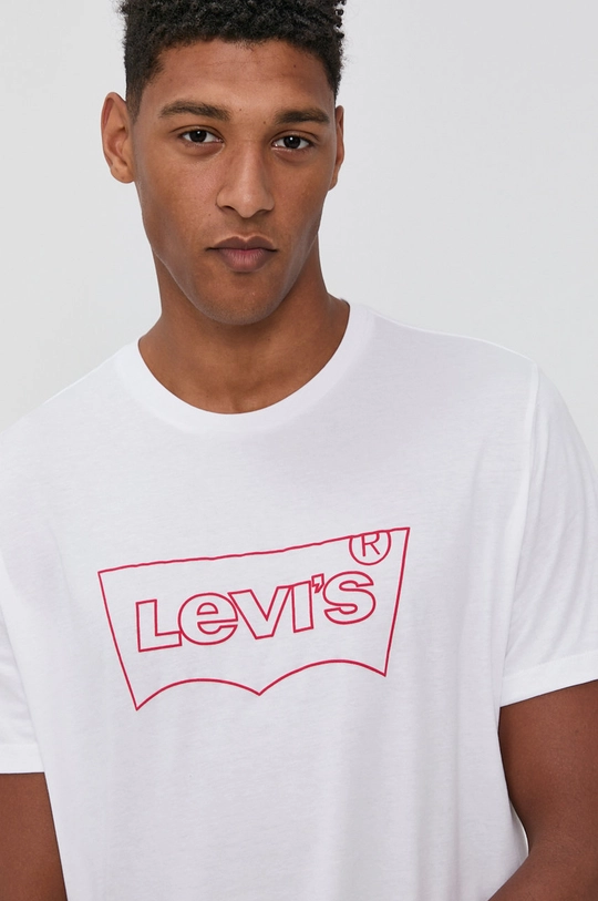 bela Bombažen t-shirt Levi's Moški