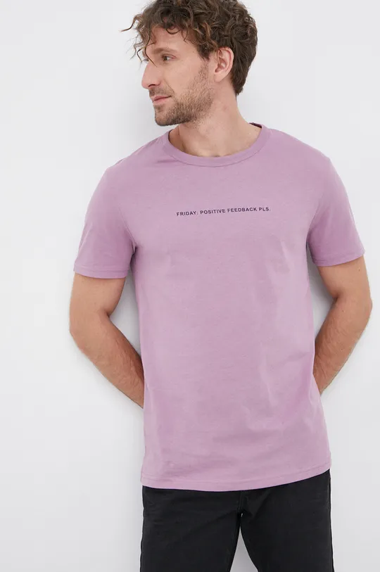 fioletowy United Colors of Benetton T-shirt bawełniany Męski