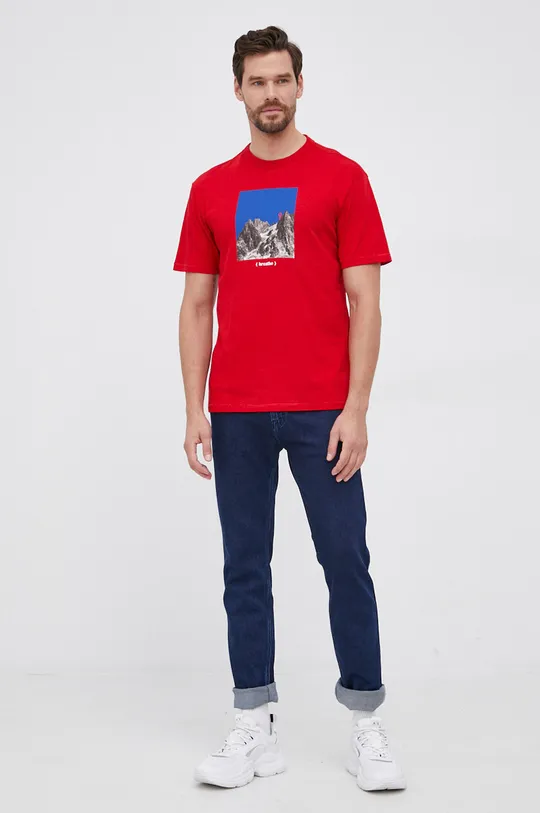 United Colors of Benetton - T-shirt bawełniany czerwony