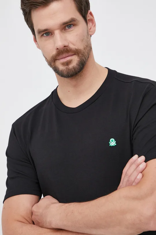čierna United Colors of Benetton - Bavlnené tričko