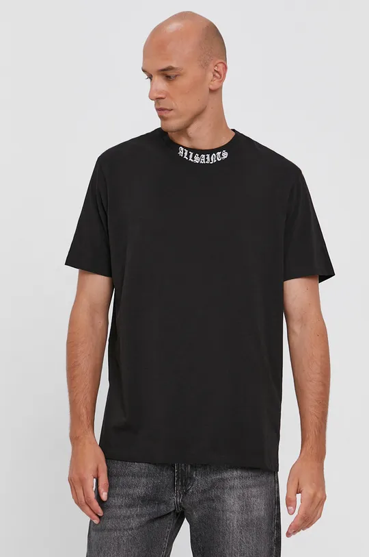 czarny AllSaints T-shirt bawełniany AXTON SS CREW Męski