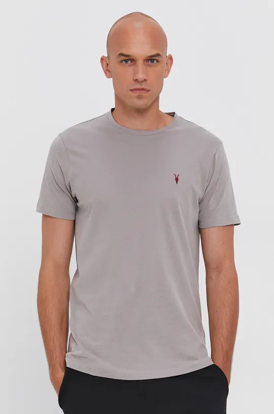szary AllSaints T-shirt bawełniany BRACE CONTRAST SS CR