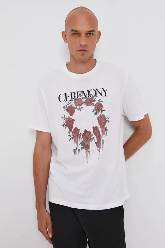 biały AllSaints T-shirt bawełniany CEREMONY SS CREW Męski