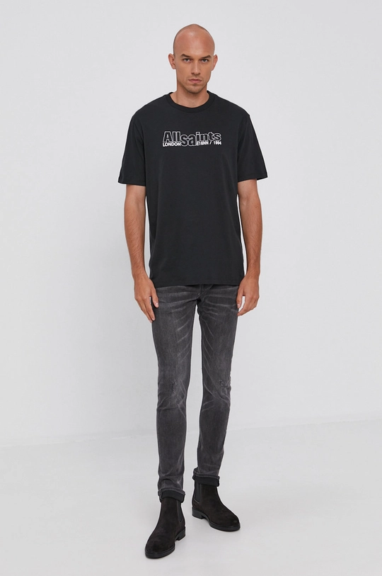 AllSaints T-shirt bawełniany HOLLOWPOINT SS CREW czarny