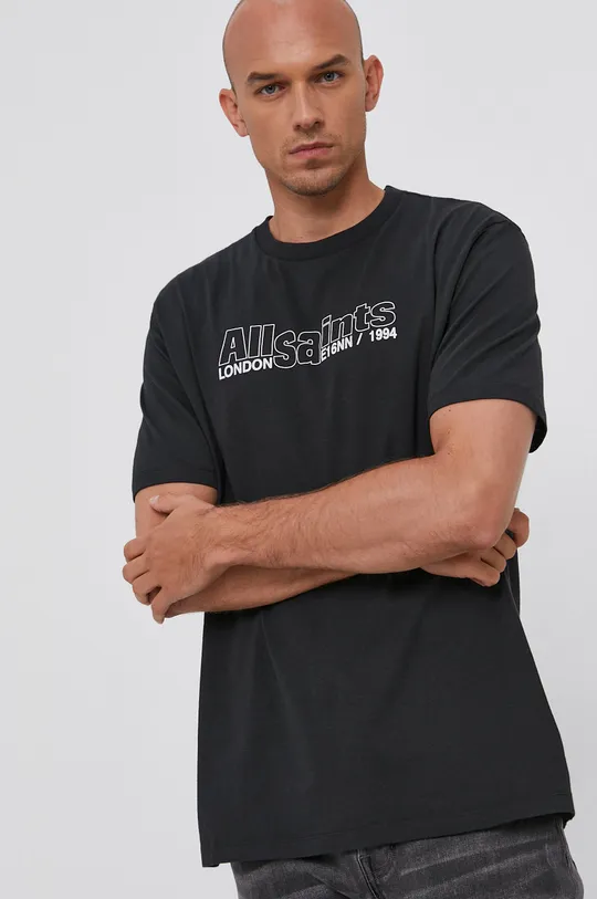 czarny AllSaints T-shirt bawełniany HOLLOWPOINT SS CREW