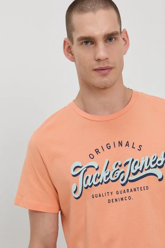 oranžová Bavlnené tričko Jack & Jones Pánsky