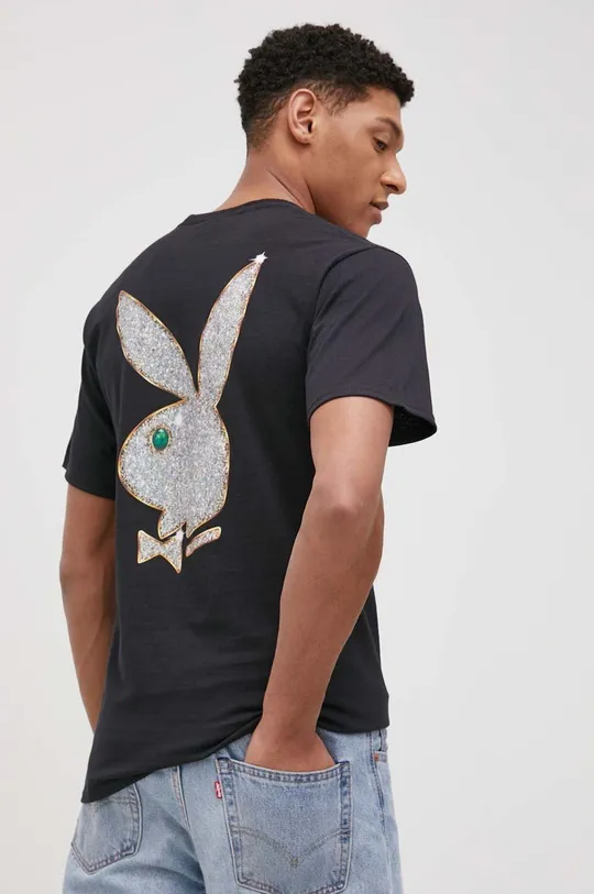 μαύρο HUF - Βαμβακερό μπλουζάκι x Playboy Ανδρικά