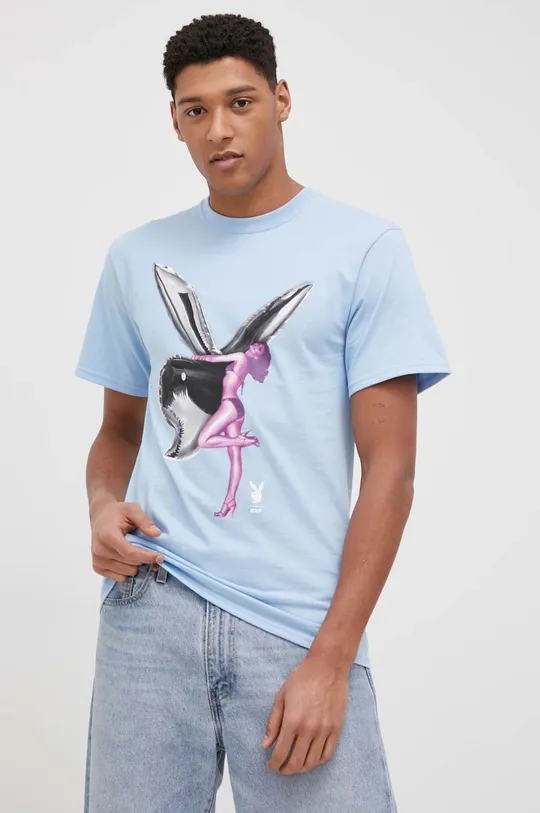 modrá Bavlnené tričko HUF X Playboy Pánsky