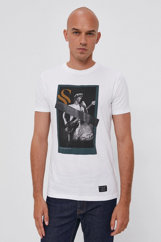 biały Sisley T-shirt Męski