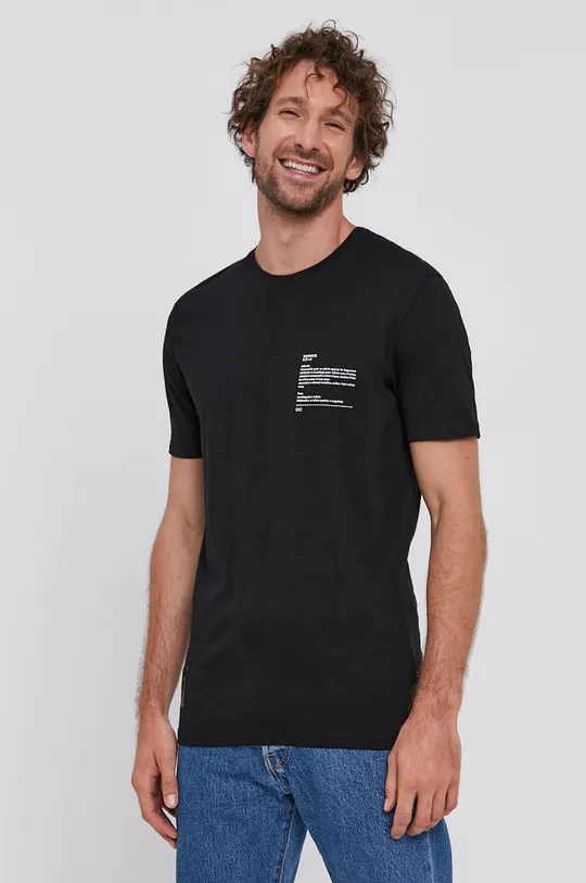 czarny Sisley T-shirt bawełniany Męski