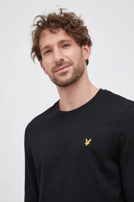 czarny Lyle & Scott - Longsleeve bawełniany