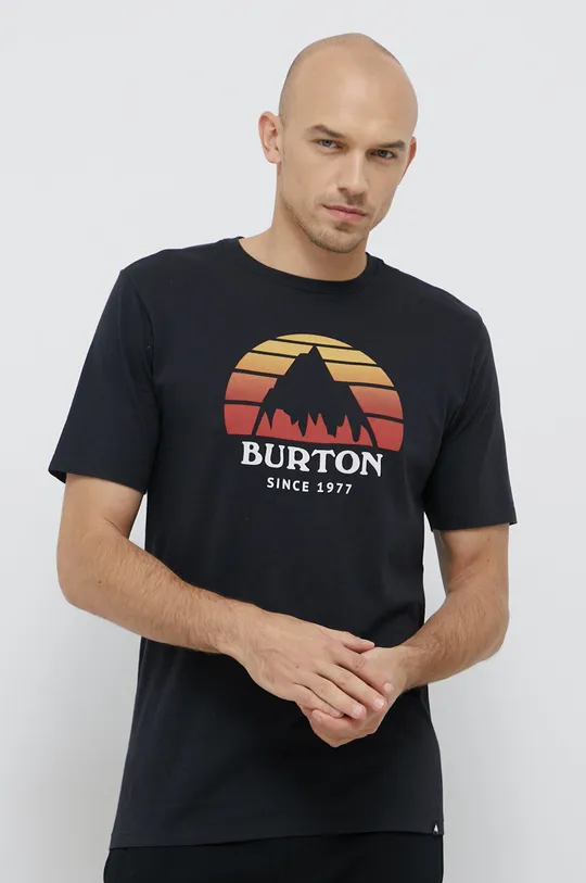 чёрный Хлопковая футболка Burton Мужской