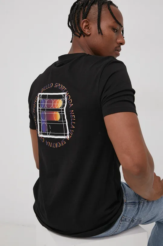czarny Fila T-shirt bawełniany Męski